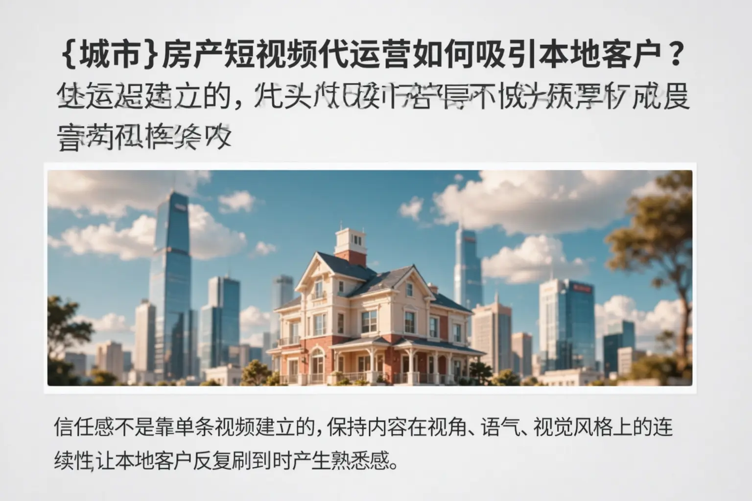 新和房产短视频代运营如何吸引本地客户？